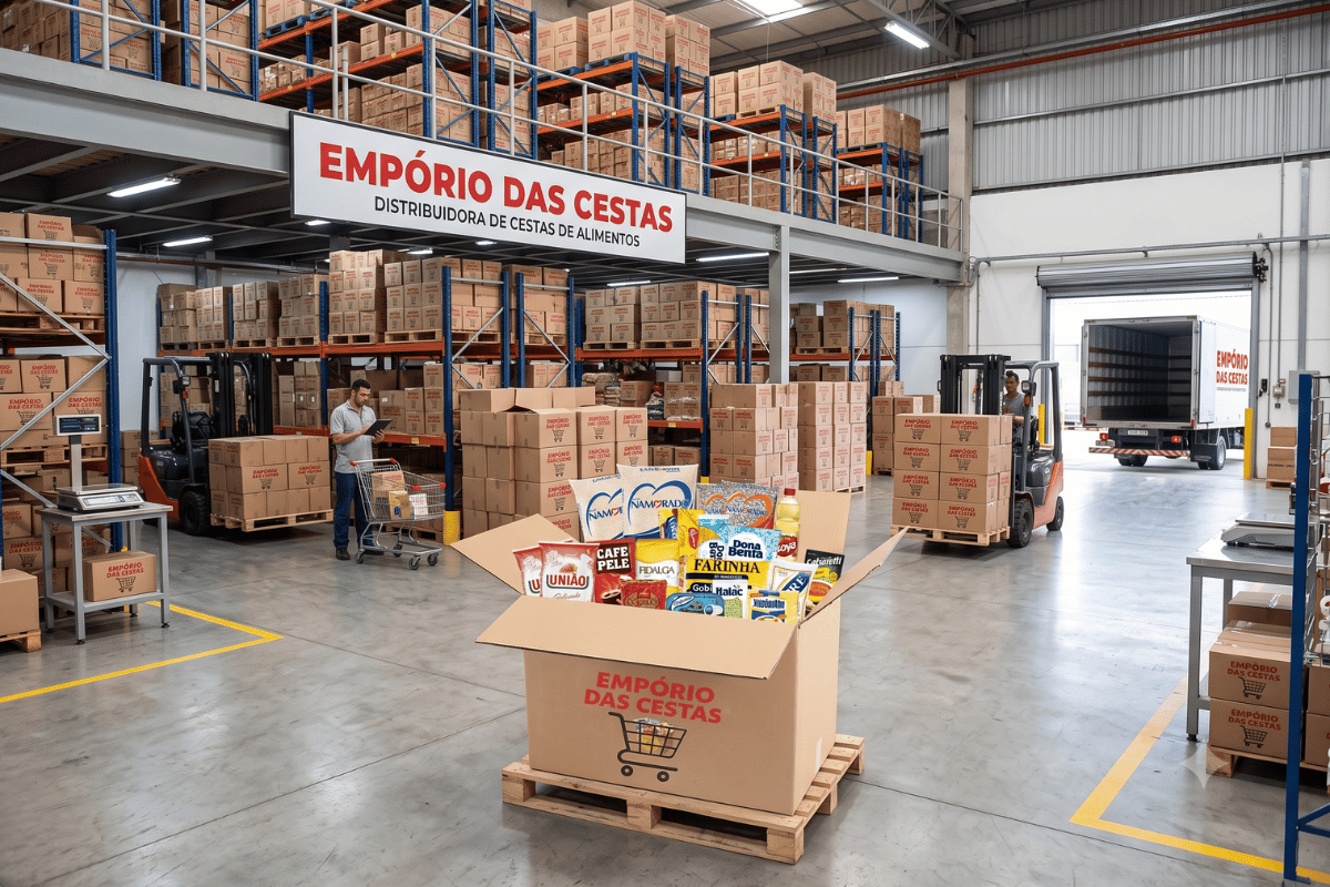 Distribuidora de cesta de alimentos: fornecimento organizado para empresas, famílias e ações sociais