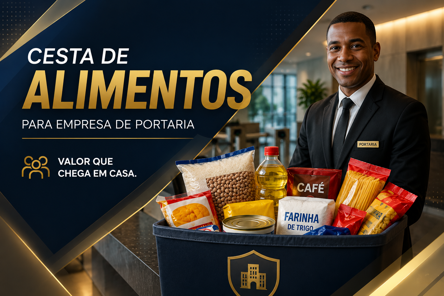 Cesta de alimentos para empresa de portaria: benefício para valorizar profissionais que representam sua empresa todos os dias